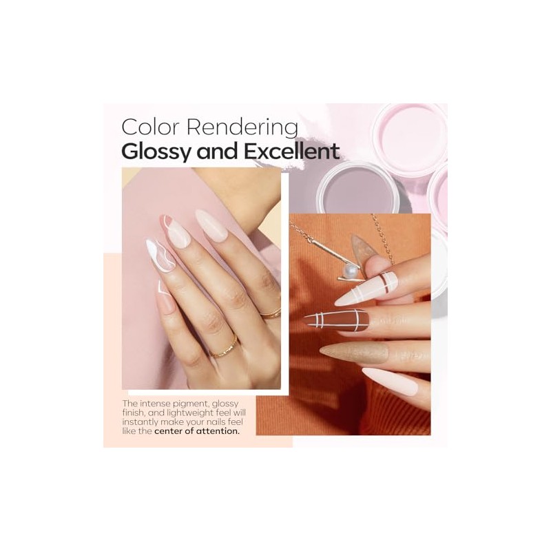 Modelones Kit Piezas Polvo Inmersión Uñas Colores Otoño Naranja Marrón