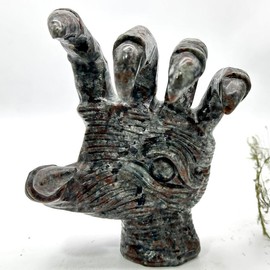 1 count Natural crystal carving yooperlite evil eye hand figurine big crystal stone healing crystal collection home decoration