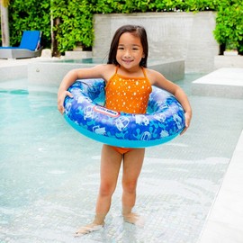 PoolCandy Little Tike's Inflatable Swimming Pool Tube - 27" - Kids Swim Tube in Blue Pattern by PoolCandy