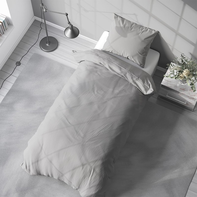 Visaggio Bed Linen 135 x 200 cm Grey Microfibre Plain