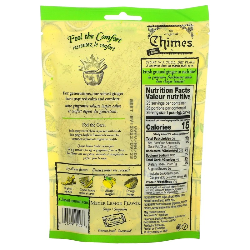 Chimes Ginger Chews Meyer Lemon Flavor 100g