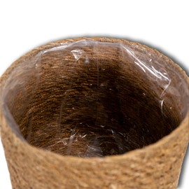 DARO DEKO Seagrass Basket Round Natural Diameter 16 x 14 cm with Insert Flower Pot Braided Storage Basket Over Pot Flower Basket
