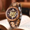 Dentily Men's Luxury Mechanical Wooden Watch Skeleton Lumious Automatic Self-Winding