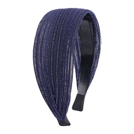 Extra Wide Hard Headbands Boho Headband with Teeth Large Non Slip Headbands Fabric Hair Hoop Headwrap Fashion Hairbands Hair Accessories for Women Girls Blue