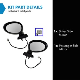 TRQ 2 Piece Driver and Passenger Side Mirror Assembly Set Electric Adjustment Non-Heated No Memory Black Compatible with 2006-2015 Mazda MX-5 Miata MA1320165 MA1321165