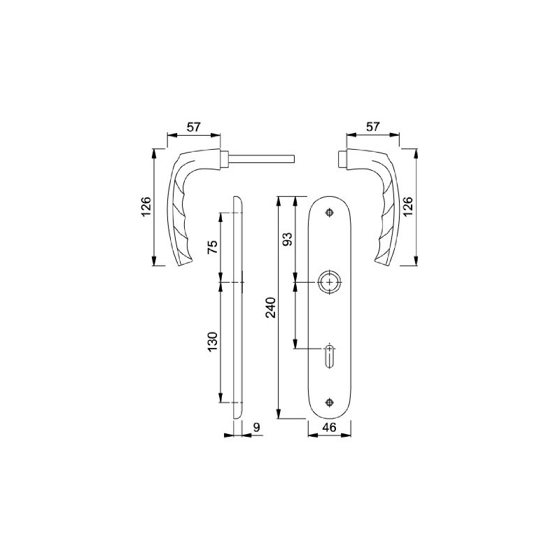 Hoppe Atlanta (Langschild) Doorknob, Aluminium Nature for Indoor, Doorknob-Trimming, Profile