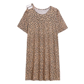 AVIIER AVIIER Hospital Gowns for Women Open Back Adaptive Clothing Nightgowns Post Shoulder Surgery Dress Khaki Leopard M