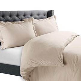 STAR DECOR Luxurious Soft Premium Quality 3 Piece Duvet Cover Set Solid Pattern 100% Egyptian Cotton Quilt Cover Set 800 TC Size Twin XL Color Cream