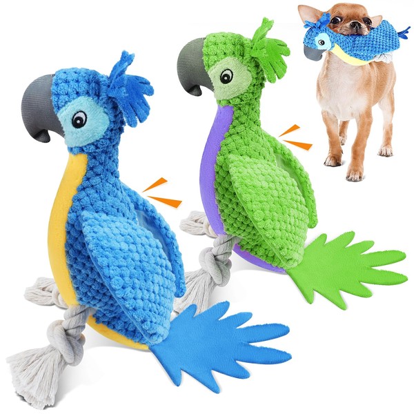 ROSAUI Lot de 2 jouets en peluche pour chien avec couineur et papier crépon - Interactif et nettoyant les dents - Pour chiots et chiens de toutes tailles