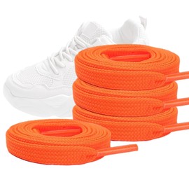 WALWAL 45" Flat Athletic Shoe Laces for Sneakers, Skate Shoes, Boots, Sport and Casual Wear 4 Pair Pack High Durability Stylish(Orange)