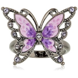 Anna Sui SAMR0748 XV Butterfly Motif Ring, Glass Metal, No Gemstone