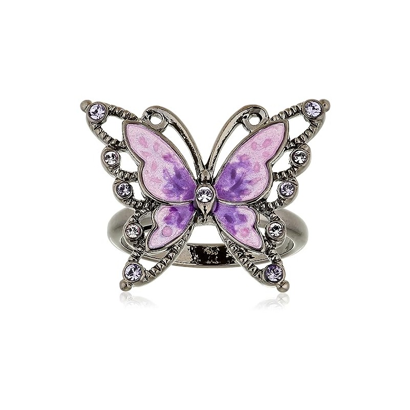 Anna Sui SAMR0748 XV Butterfly Motif Ring, Glass Metal, No