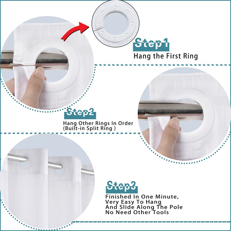Conbo Mio Extra Wide No Hook Shower Curtain with Snap