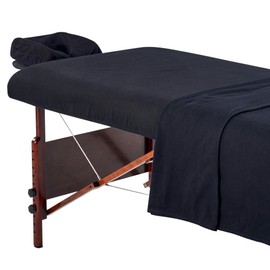 Master Massage Cotton Flannel Sheets Set (3 Piece Set) Massage Table Cover Set, Beauty Salon SPA Bed Replacement Cover, Includes Table Cover, Face Cushion Cover, Table Sheet, Black