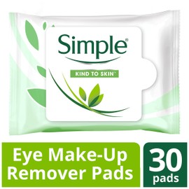 Simple Kind to Skin Eye Make-Up Remover With No Harsh Chemicals Pads to Remove Make-Up, Even Waterproof Mascara 30 Pieces