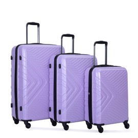 Travelhouse Luggage Set 3 Piece ABS Lightweight Suitcase with Spinner Wheels Hardside Carry on Suitcase,TSA Lock for Travel, Business (20inch 24inch 28inch) (LIGHT PURPLE)