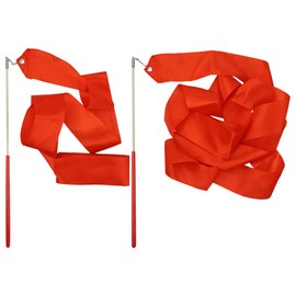 Rhythmic Gymnastics Wands Praise Dancing Streamers for Kids Baton Twirling Talent Shows Artistic Dancing, 2 Pack by Baryuefull (Red)