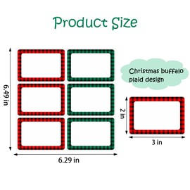 300PCS Christmas Buffalo Plaid Gift Tags Stickers, Self Adhesive Christmas Plaid Name Tags Gift Present Tags Label Sticker for Organizing Christmas Holiday Decorations School Supplies, 2x3 Inch
