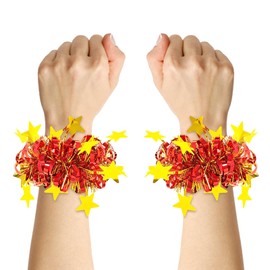 siawadeky Hand Free Pom Poms, Set of 16, Cute Stars, Cheer Poms, Glitter, Cheerleading, Popular, Dance Accessories, Colors, Hair Pom Poms, Wristbands, Cheerleaders, Sports Events, Sports Festivals,