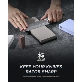 KYOKU Sharpening Stone Whetstone Kit, Knife Sharpening Set with 1000 & 6000 Grit Knife Sharpener Stones, Professional Japanese Whetstone Bundle with Nonslip Rubber Mat Rust Remover Flattening Stone