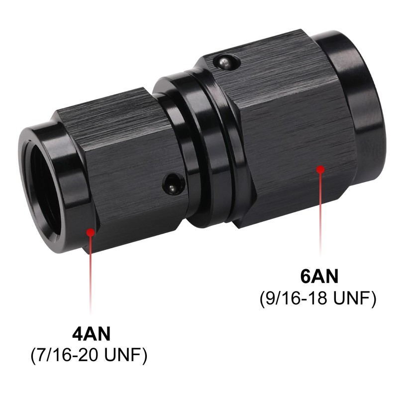 Podavelle 4AN Female to 6AN Female Flare Swivel Coupler Reducer