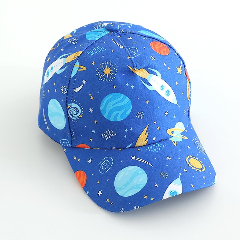 Julerwoo Kids Blue Baseball Cap Space Rocket Prints Sun Hats