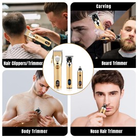Saoilli Professional Hair Clippers Hair Trimmer for Men,Beard Trimmer Nose Hair Trimmer Set,Cordless Electric shavers Razor for Men,Barber Clippers T-Blade Trimmer Haircutting Grooming Kit