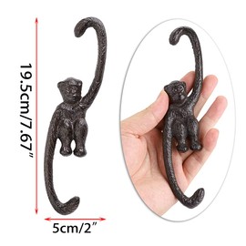 OwnMy Set of 4 Heavy Duty Cast Iron S Monkey Hooks - 8 Inch Decorative Metal Hanging Hooks S Shaped Hanging Brackets for Garden, Indoor Outdoor Home Decor