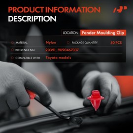 A-Premium 50PCS Nylon Fender Moulding Fasteners Clips Compatible with Toyota Tacoma 2001-2012, Highlander 2001-2012, Tundra 2001-2012, 4Runner 2001-2012, Sequoia 2001-2012, Land Cruiser 2001-2011