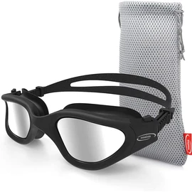 Emsina Swim Goggles, Polarized Swimming Goggles Anti-Fog for Adult Men Women … (Black Sliver Lens) …
