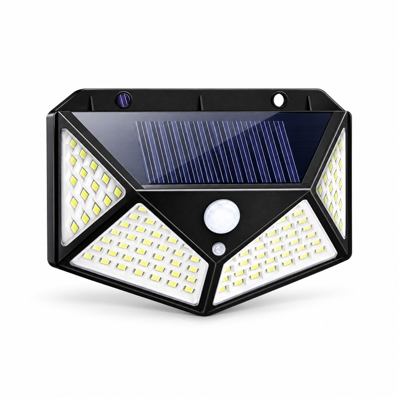 100-LED Solar Motion Sensor Wall Lights, 270° Wide Angle, 1/2/4/6-Pack