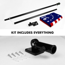 UD_G128 Combo Pack: 5 Ft Tangle Free Aluminum Spinning Flagpole (Black) & Bennington 76 Flag 2x3 Ft, ToughWeave Series Embroider