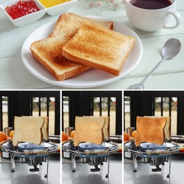 Portable Camping Toaster 4 Slice - Includes Barbeque Bread Clip - Camp Stove Toaster Rack for Indoor Baking and Outdoor Camping, Picnic, Hiking