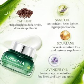Aloderma- Crema iluminadora para ojos con aloe vera orgánico: crema hidratante diaria para ojos contra ojeras e hinchazones