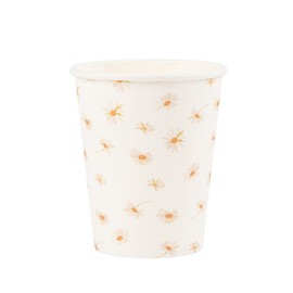 Luck and Luck 8 Daisy Flower Paper Cups, Daisy Party Tableware, Floral Disposable Cups, Afternoon Tea Party Cups, Girls Birthday Cups
