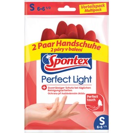 Spontex Perfect Light Household Gloves, Ideal for All Cleaning jobs, Natural Latex, with Non-Slip Profile, Reliable Protection, Size S, 2 Pairs