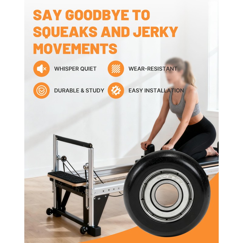 4Pcs Upgraded Roller Wheels for Aero Pilates Reformer, Smooth &