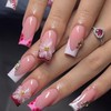 HOSAILY 3D Sakura Pink Flower Press on Nails Medium Square,