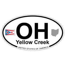 US Decal, Inc. Yellow Creek, Ohio Oval Sticker with State Flag