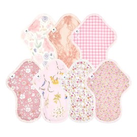 Cloth Napkins, NO 6, Organic Cotton, 7 Piece Set, v09 pk, Pastel Pink, Pale Pink, Pure Floral
