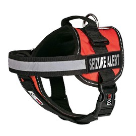 Dogline Unimax Multi-Purpose Vest Harness for Dogs and 2 Removable Seizure Alert Patches, Small, Red