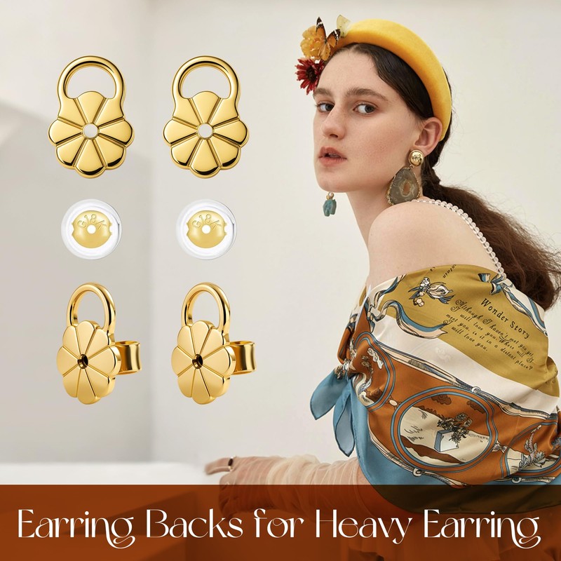Earring Backs Replacements for Droopy Ears, Heavy Earrings Lifters, Locking