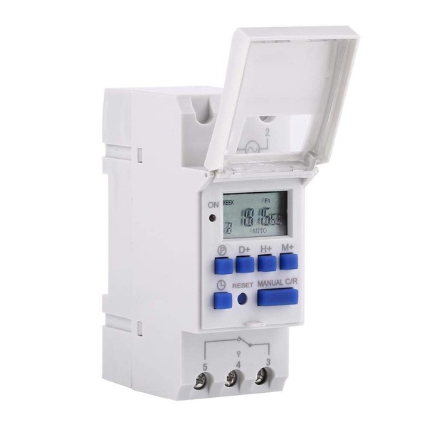 Akozon Timer Switch Digital Programmable Timer LCD Display Week Display Programmable Electronic Relay Time Switch 16 On & 16 Off Timer (220V)