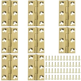 Piutouyar 8 Pack Butt Hinge 1.5 Inch Mini Hinges Solid Brass Hinges Small Cabinet Hinges Folding Craft Hinges with Mounting Screws for Boxes Gate Drawer