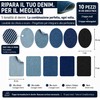 Toppe Jeans Termoadesive, 10 Pezzi, Toni Blu e Nero, Denim