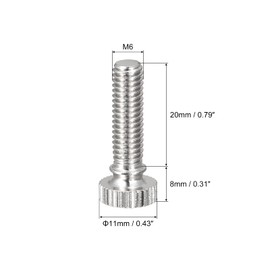uxcell Knurled Thumb Screws, M6x20mm Brass Shoulder Bolts Grip Knobs Fasteners, Nickel Plated 4Pcs