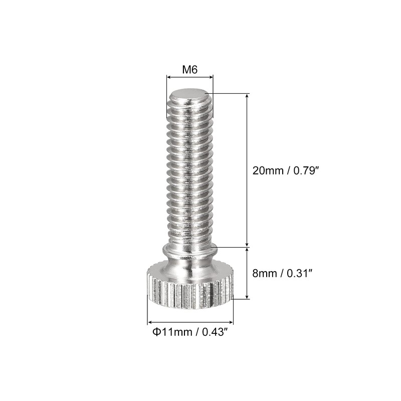uxcell Knurled Thumb Screws, M6x20mm Brass Shoulder Bolts Grip Knobs
