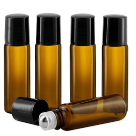 Bottiglie roll on oli essenziali 5ml - 5 confezioni di vetro ambrato riempibile per aromaterapia, profumi o massaggi