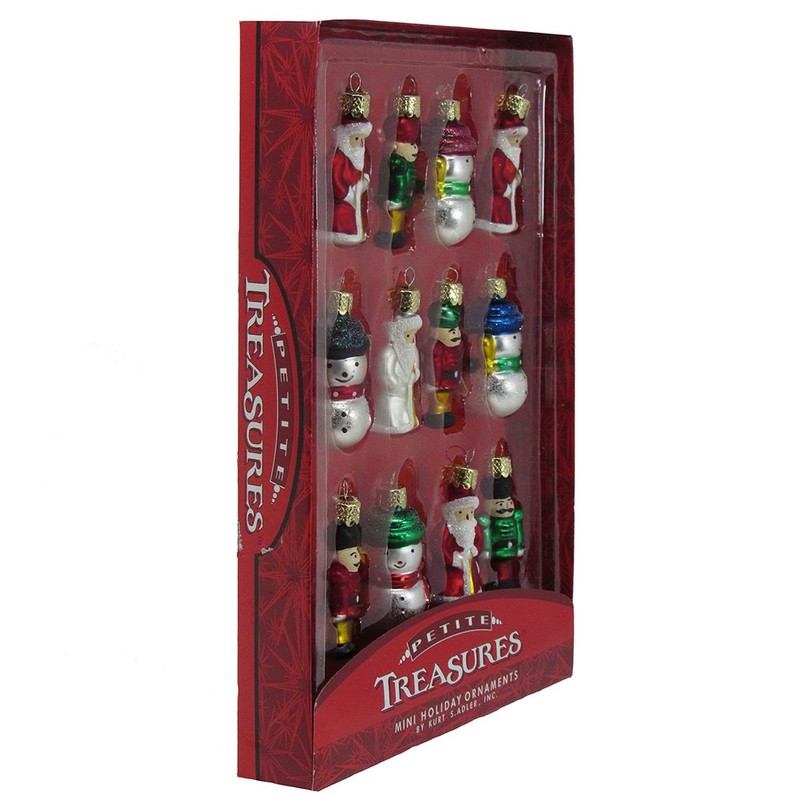 Kurt Adler 12-Piece Petite Treasures Glass Ornament Set,Christmas