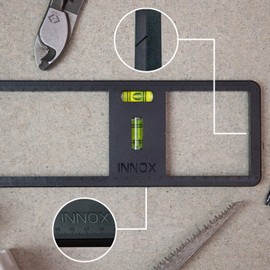 Innox Electrical Socket Back Box Cutting Template - with Vertical and Horizontal Spirit Levels I Electricians Tools I Double Plug Sockets I Double Socket Back Box I Spirit Level (Black)